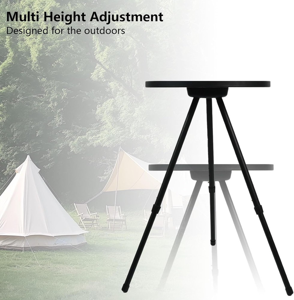 2pack Small Folding Round Portable Patio Table, Height Adjustable Side Table