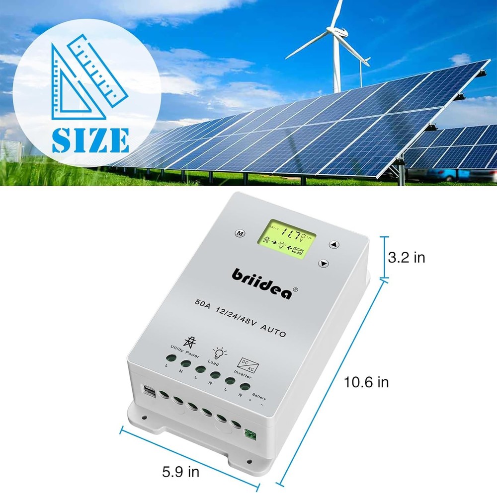 Automatic Transfer Switch 50A 5500 Watt ATS Dual Power Controller Off Grid Solar