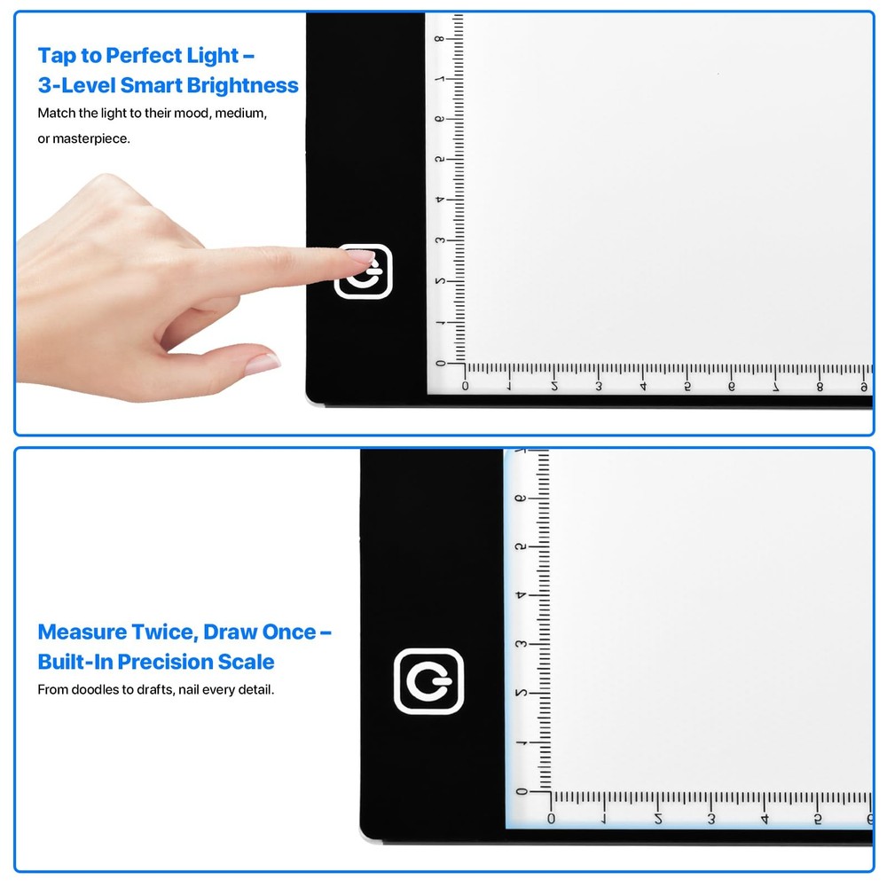 A4 LED Light Box for Tracing and Drawing - Ultra Thin Adjustable Light Table