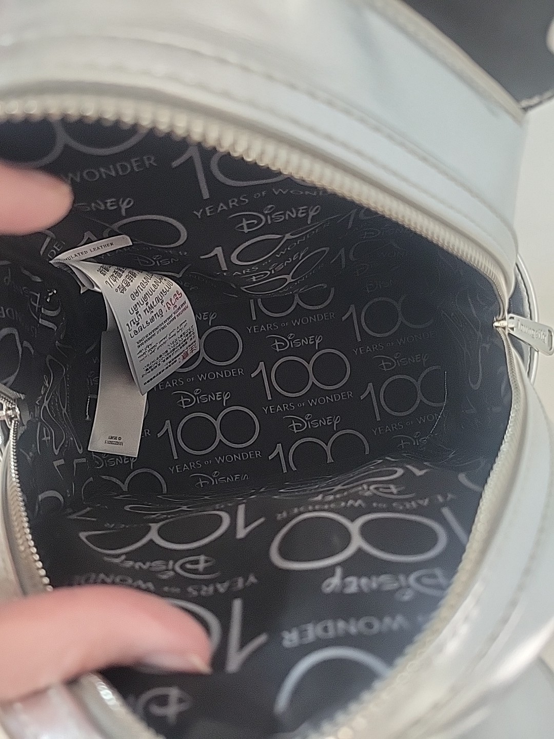Disney Parks 100 Years Loungefly Minnie Mouse Mini Backpack Platinum Silver Drip