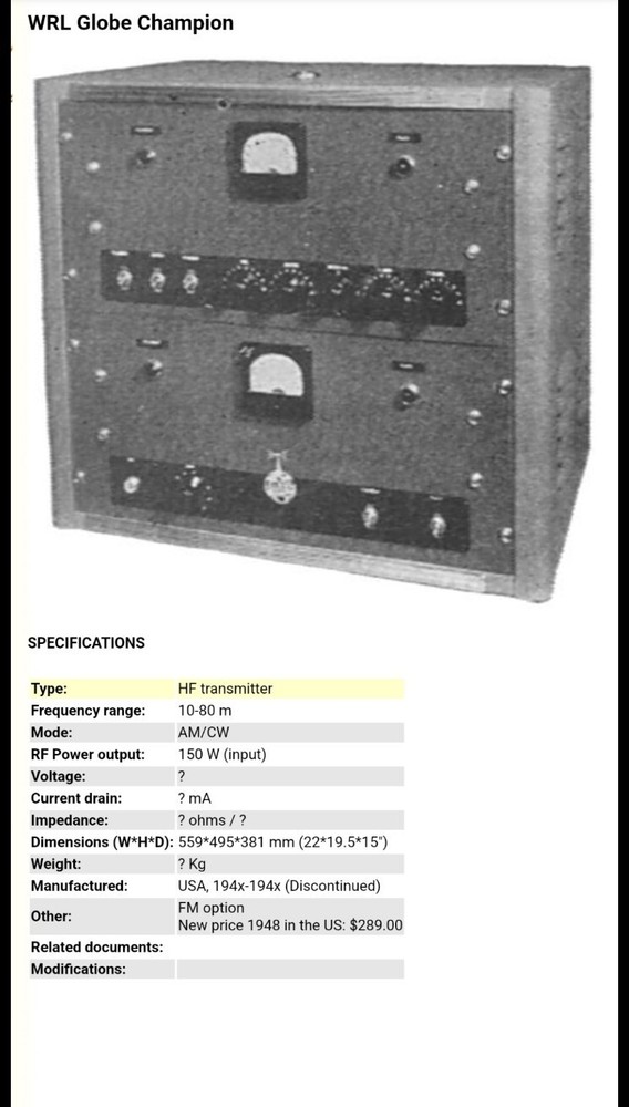 Vintage WRL Globe Champion Ham Radio Transmitter