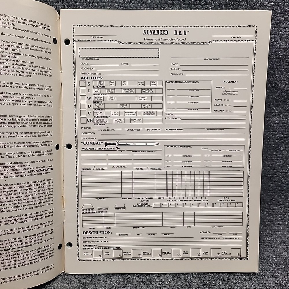 Advanced Dungeons & Dragons: Permanent Character Folder (9029, 1979) READ