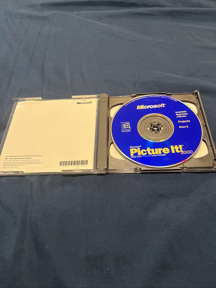 Microsoft Picture It 2000 2 Disc Set For Windows 98