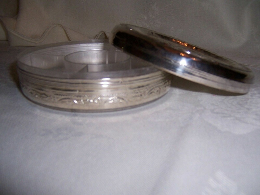 ELEGANT VINTAGE EAST INDIAN SOLID SILVER COVERED PLASTIC BOX W/ COMPARTMENTS