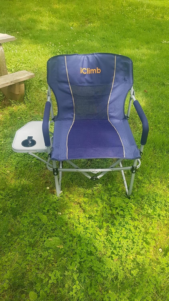 Heavy Duty Compact Camping Folding Mesh Chair with Side Table and Handle