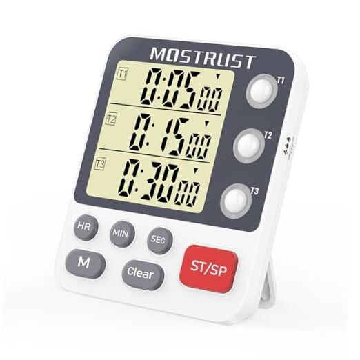 Digital Dual Kitchen Timer, 3 Channels Countdown Triple Timer for 318 White