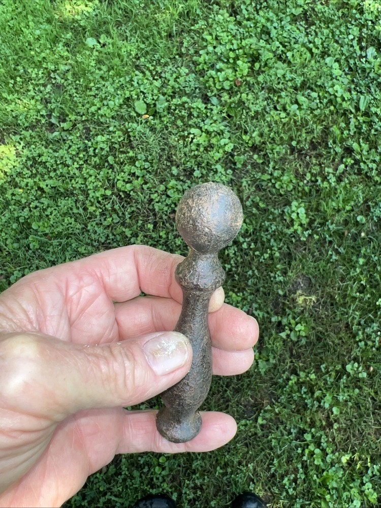Old Cast Iron Fireplace Tool Handle Dig Up Pitted Brushed Up