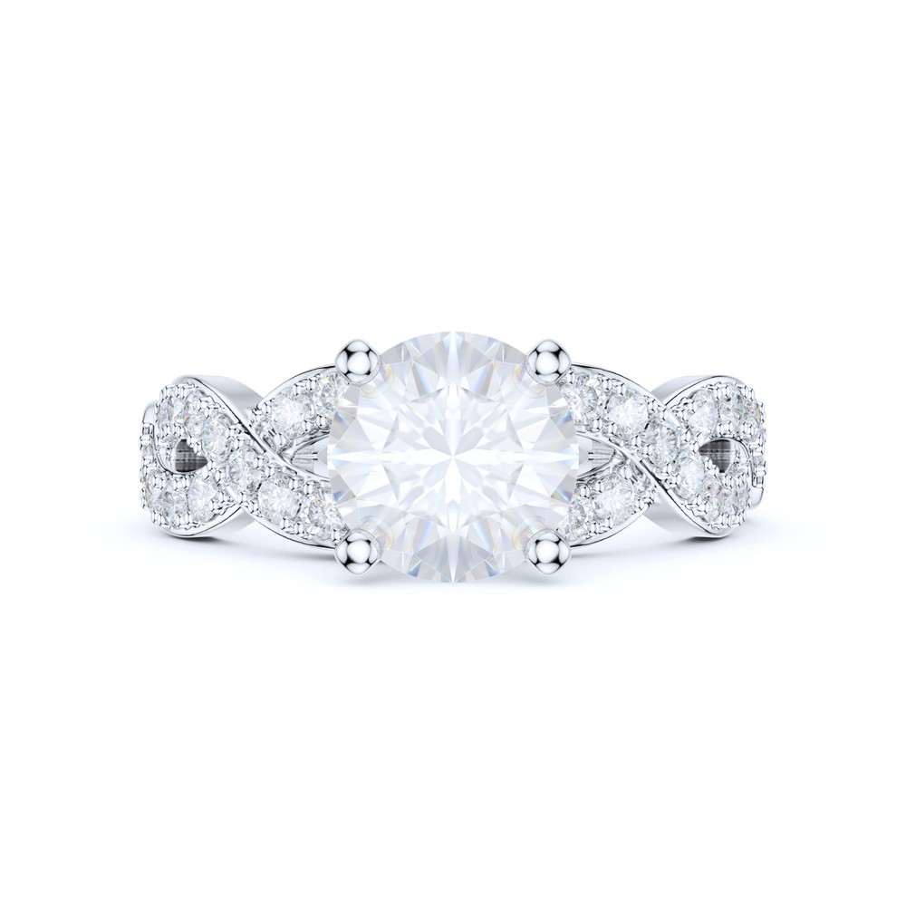 Sterling Silver Fancy Split Intersecting Infinity 1.5CT Simulated Round Diamo...