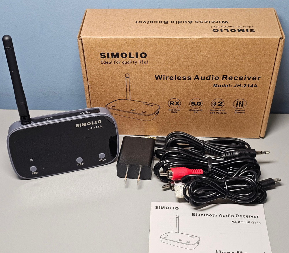 Simolio Wireliess Audio Receiver- Model JH-14A- New!