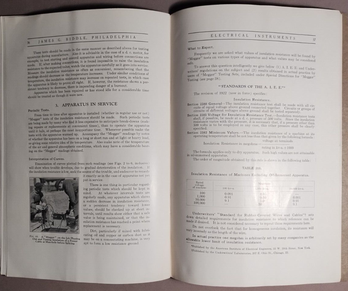 1925 Megger & Bridge Megger Insulation Testing Sets Catalog James Biddle B1-54