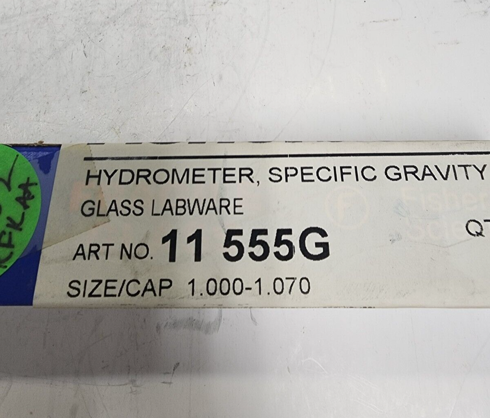 FISHERBRAND HYDROMETER 11555G SPECIFIC GRAVITY