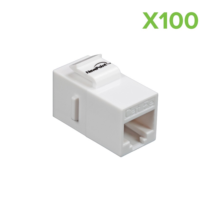 100 X CAT5E KEYSTONE COUPLER WITH PCB INSIDE - WHITE