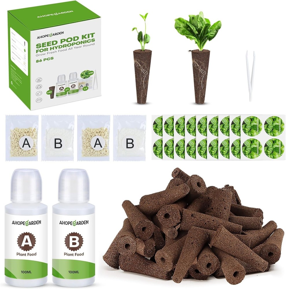 86PCS Hydroponic Growing Kit - Indoor Herb Pods with Nutrient Solution