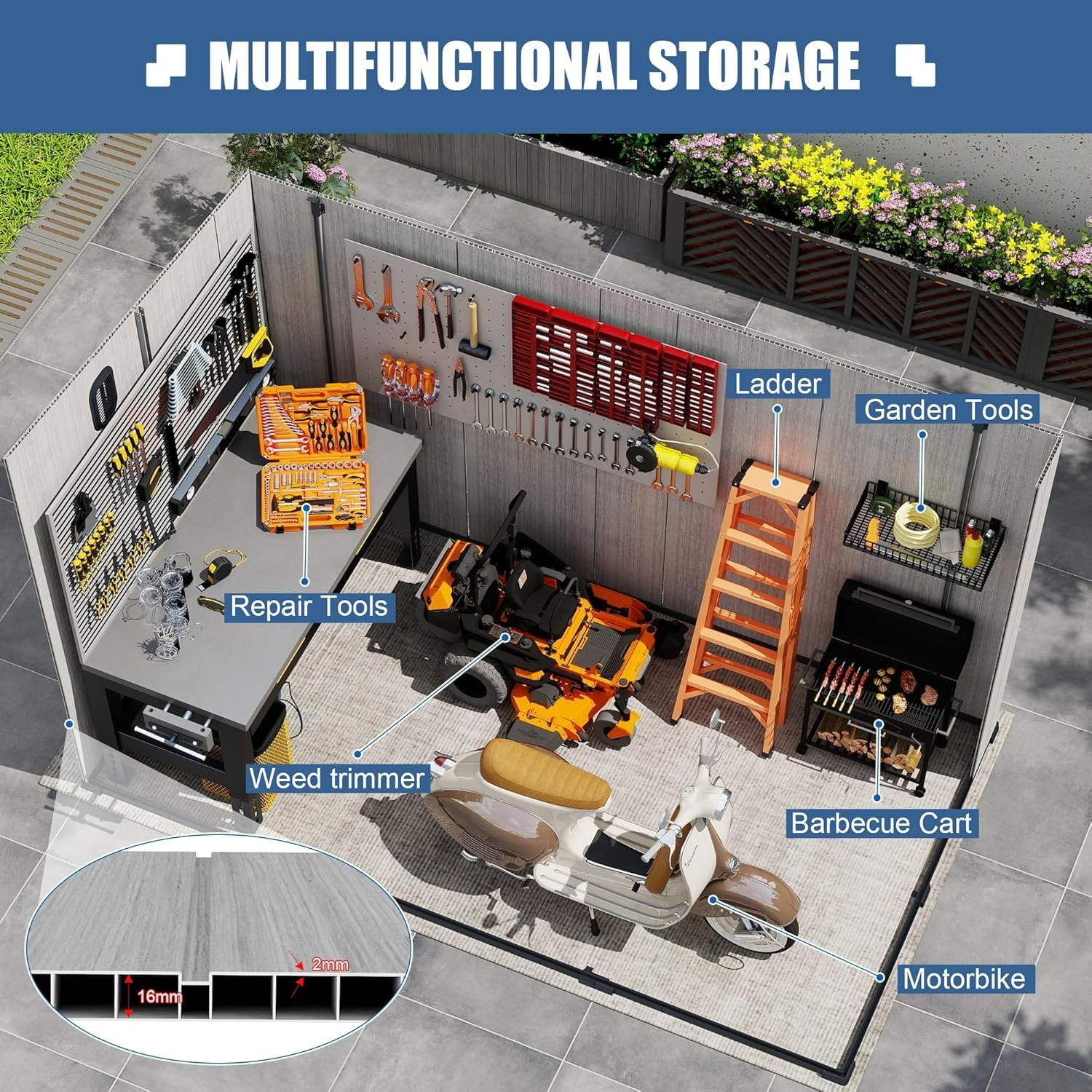 Domi 6 x 11 ft Resin Storage Shed Plastic Garden Shed
