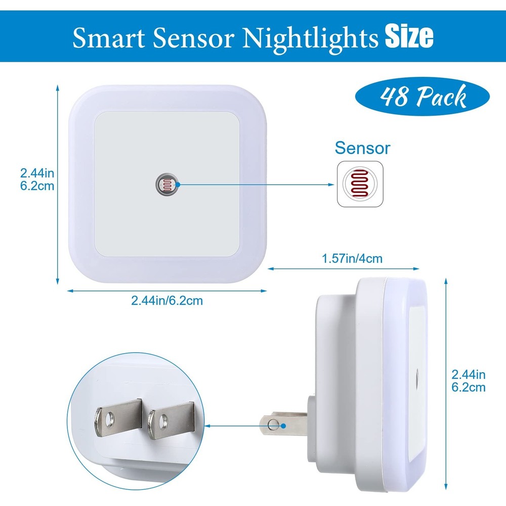 Tuanse 48 Pack LED Night Lights Plug into Wall Smart Sensor Sensor Automatic ...