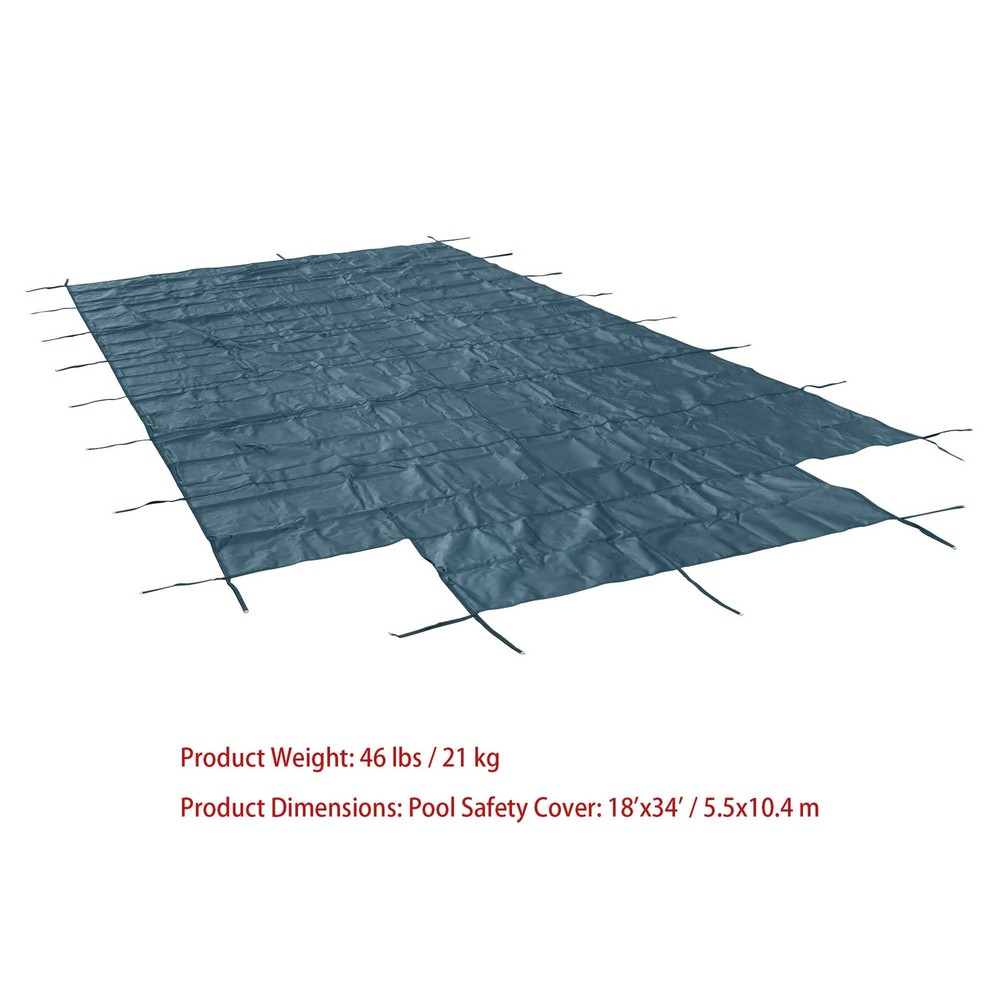 Inground Pool Safety Cover With Steps & Installation Hardware Rectangular Mesh