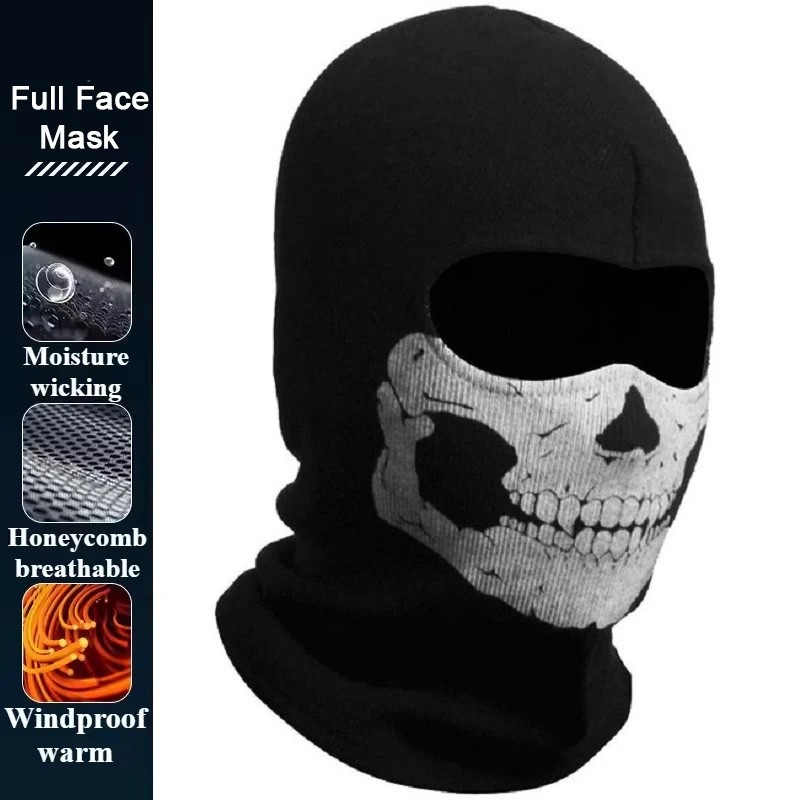 Skull Balaclava,Skeleton Gloves & Face Mask Motorcycle Tactical/Bikers Skull Set