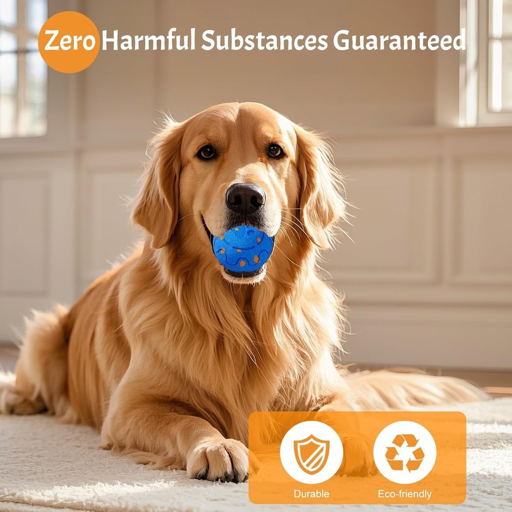 Self-Rolling Interactive Dog Ball Toy, Motion-Activated, Waterproof Blue