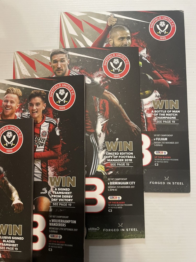 Sheffield United vs Barnsley Birmingham Fulham Derby 2017 Programmes Bundle