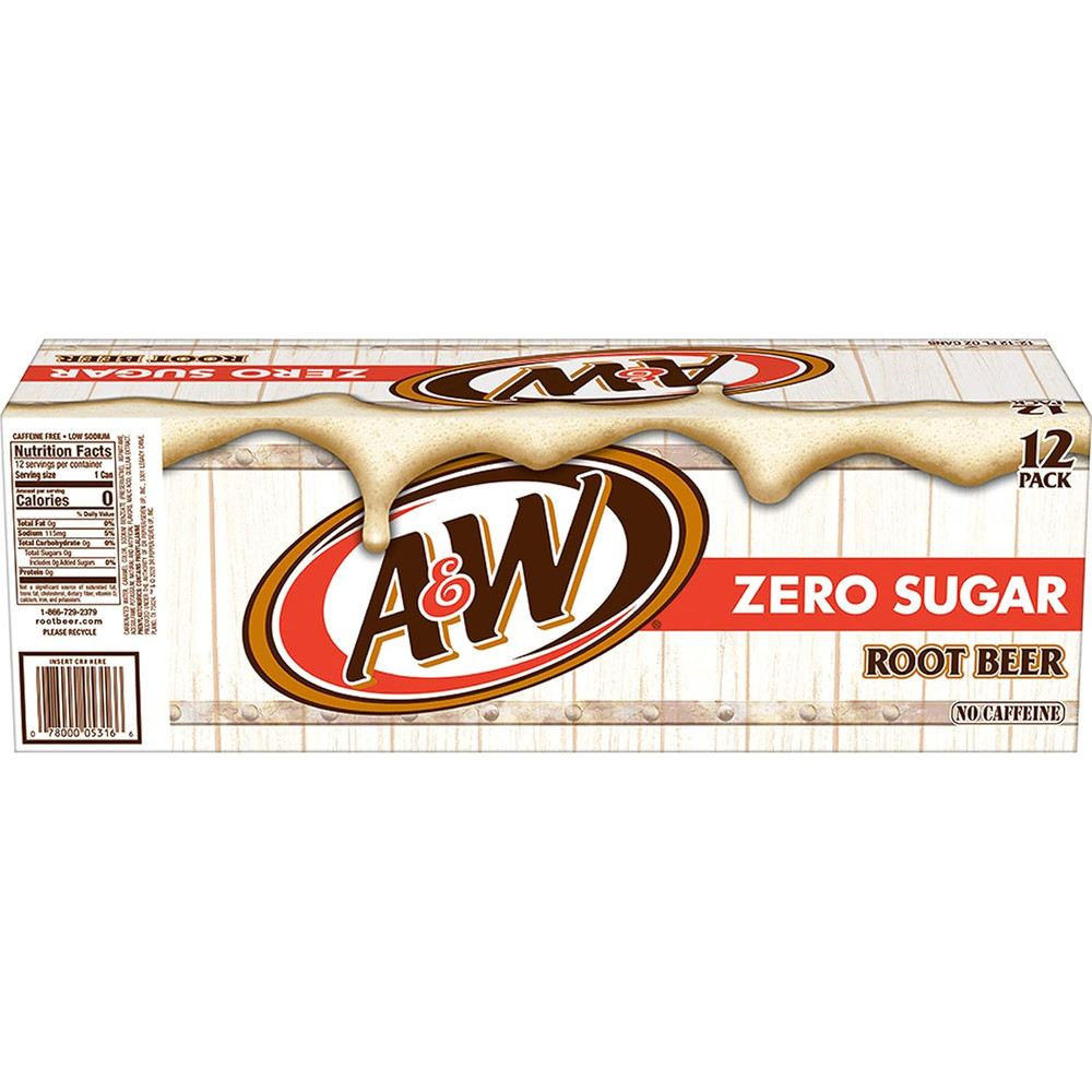 Zero Sugar Root Beer Soda, 12 Fl Oz Cans, 12 Pack