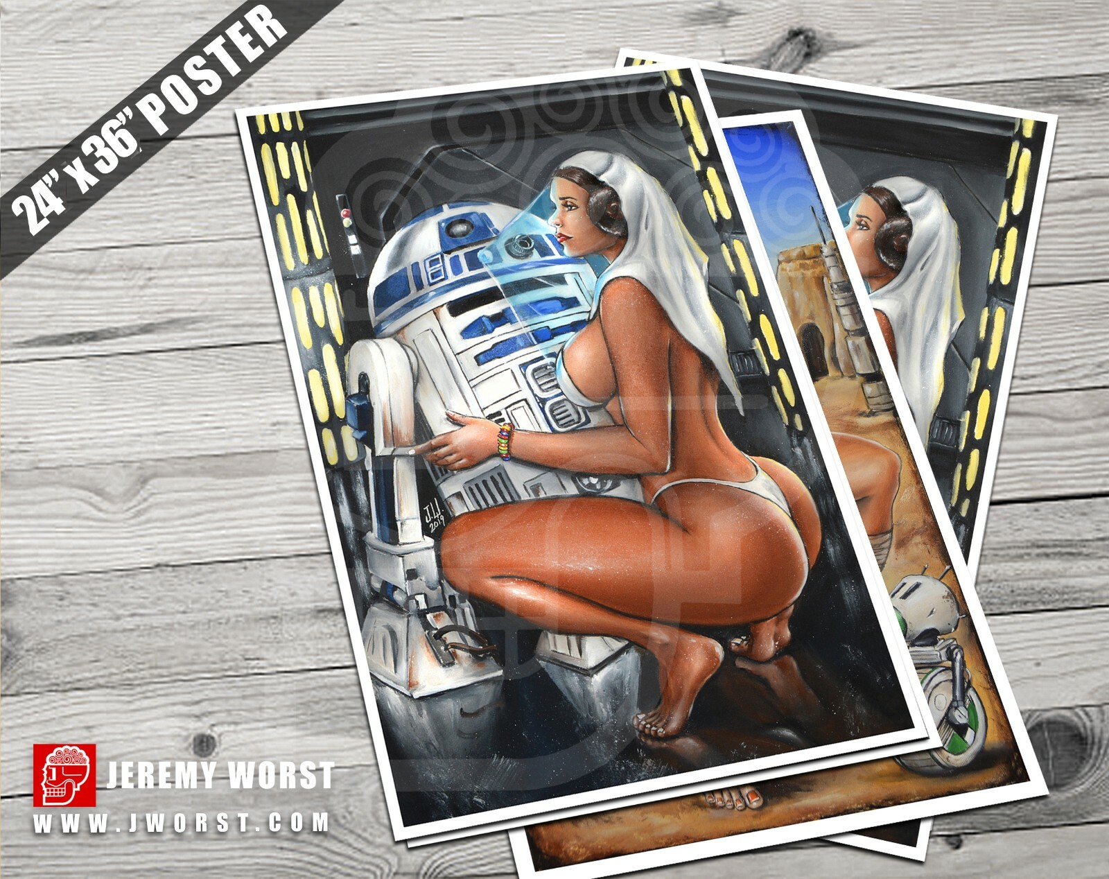 JEREMY WORST R2PIMP2 Cosplay Art r2d2 Princess leia Poster Canvas Sexy Star Wars