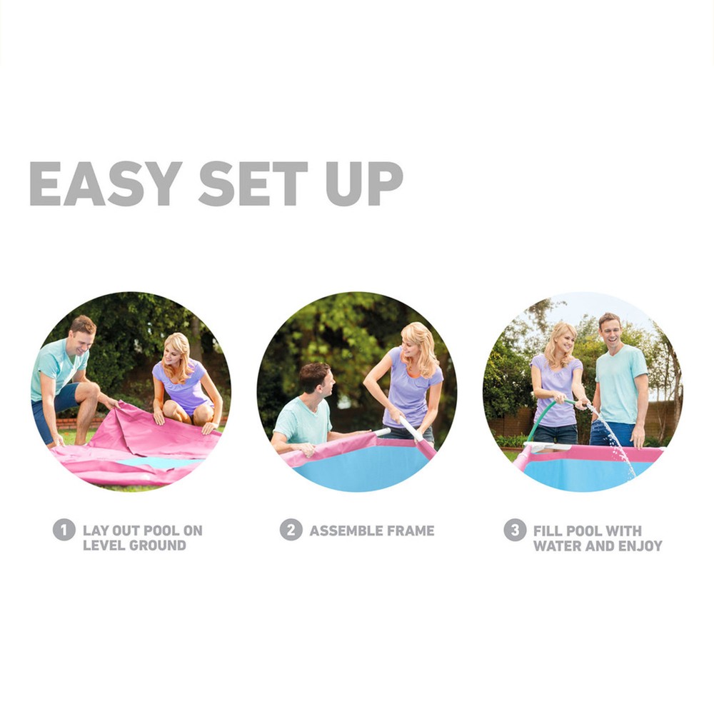 Intex 86" x 23" Rectangular Frame Above Ground Swimming Pool, Pink (Open Box)
