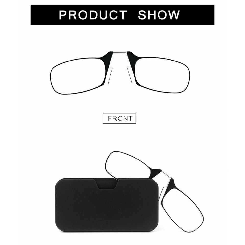 2PCS Anti-fatigue Ultra Thin Reading Glasses Nose Clip Optics Presbyopic+2.0+2.5