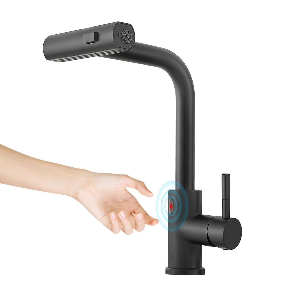 Touchless Kitchen Faucet Motion Sensor Hands Free Single Handle Kitchen Sink ...