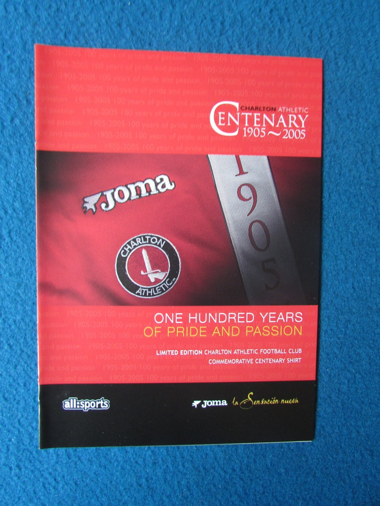 CHARLTON ATHLETIC Centenary Shirt Order Form 2005