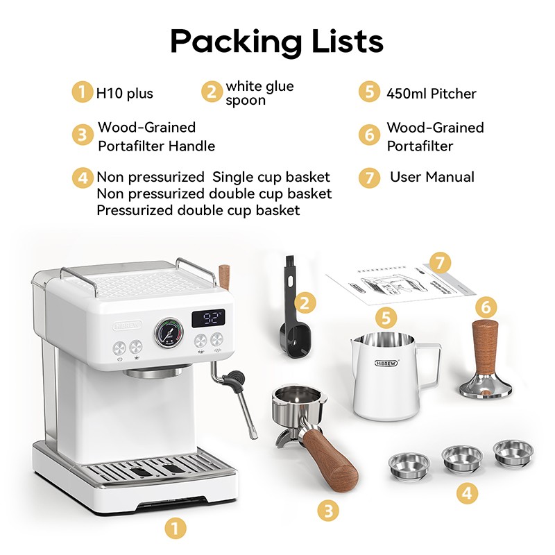 HiBREW Espresso Machine Adjustable Coffee & Steam Temperature, PID Technology
