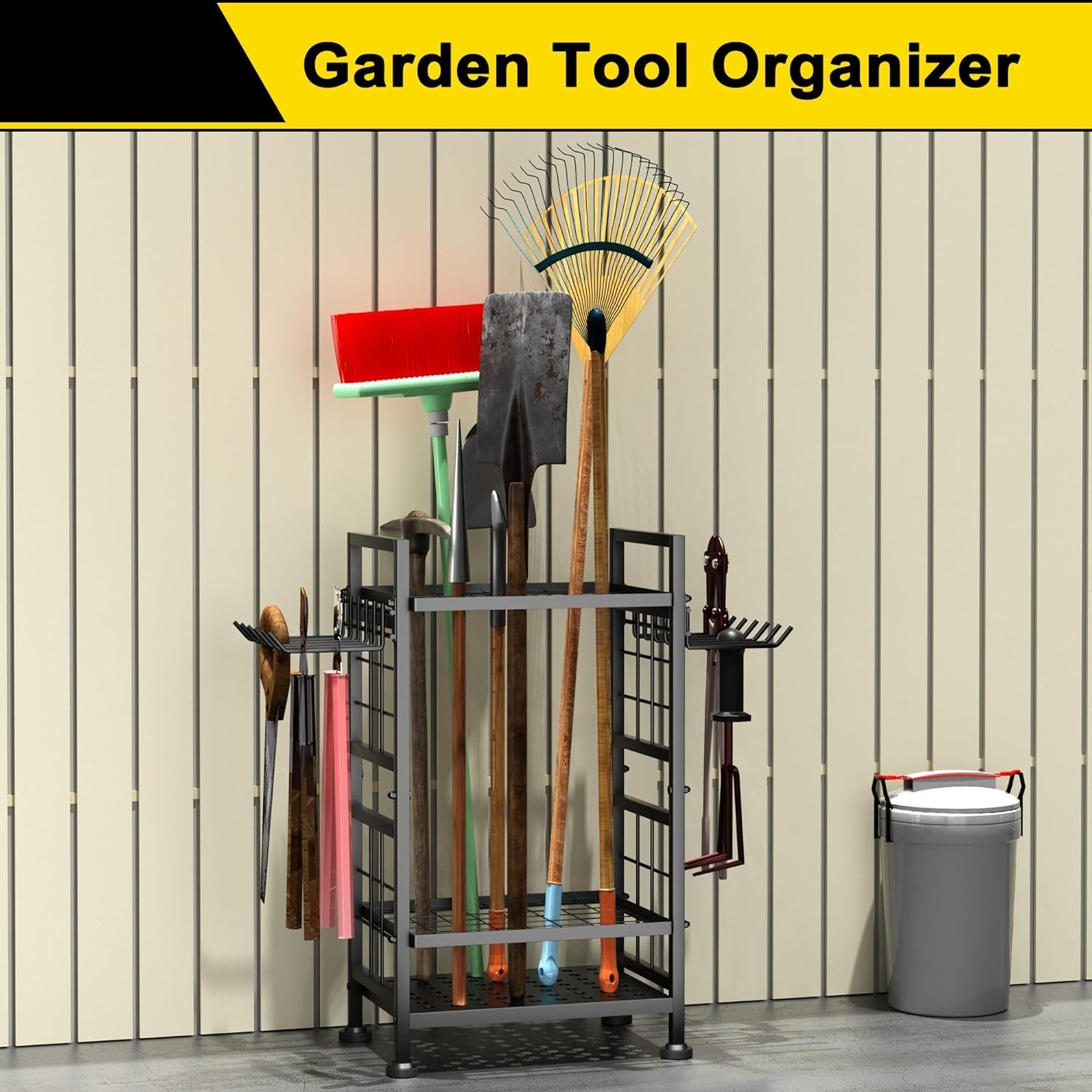 3 Tier Garden Tool Organizer, Garage Storage and Organization, Metal Yard Tools