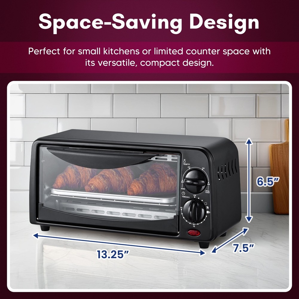 2 Slice Toaster Oven with Time and Temp Knobs