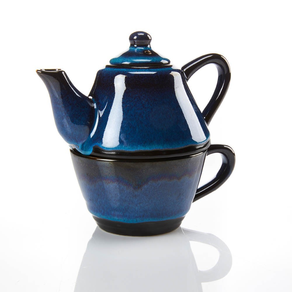 Deep Blue Ceramic Tea for One 042305