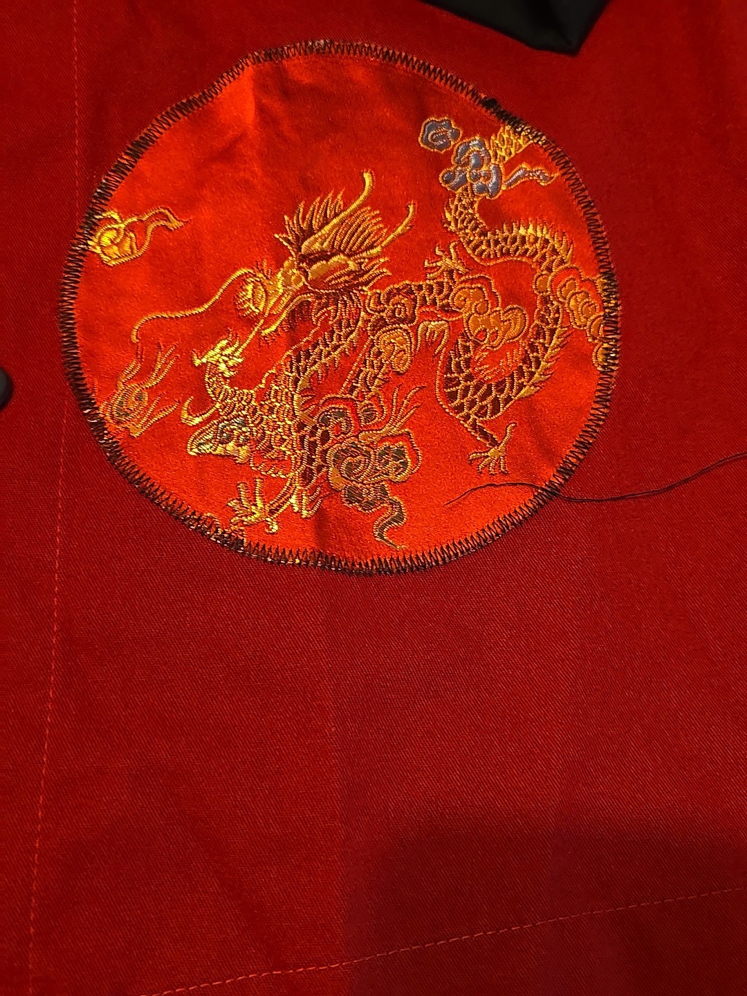 MERCER CULINARY Red Chef Jacket Coat Asian Dragon Cook Med RN# 142955 Used