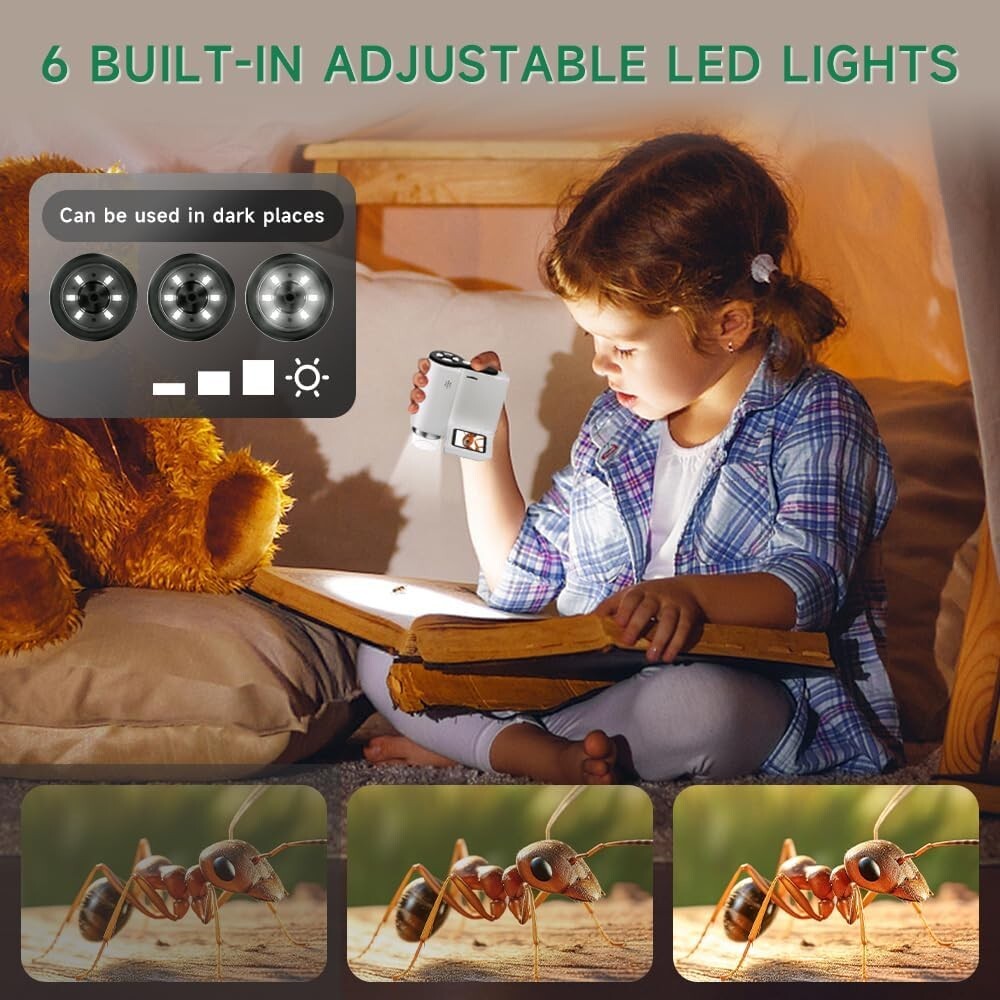 [3-in-1] 1000X Handheld Portable Microscope with 2" LCD Screen