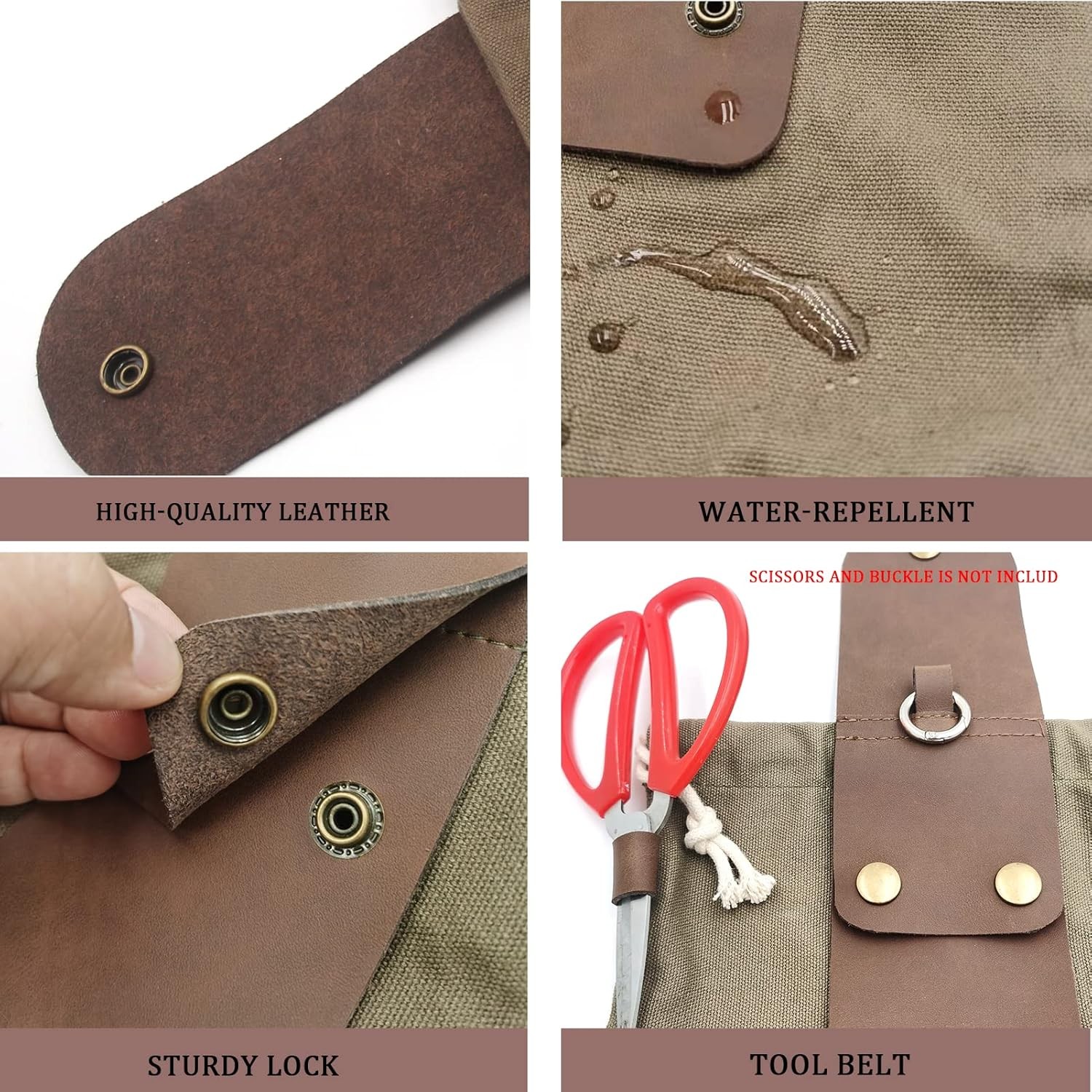 Foraging Pouch Leather Canvas Collapsible Bag Water Resistant 8.66", Green