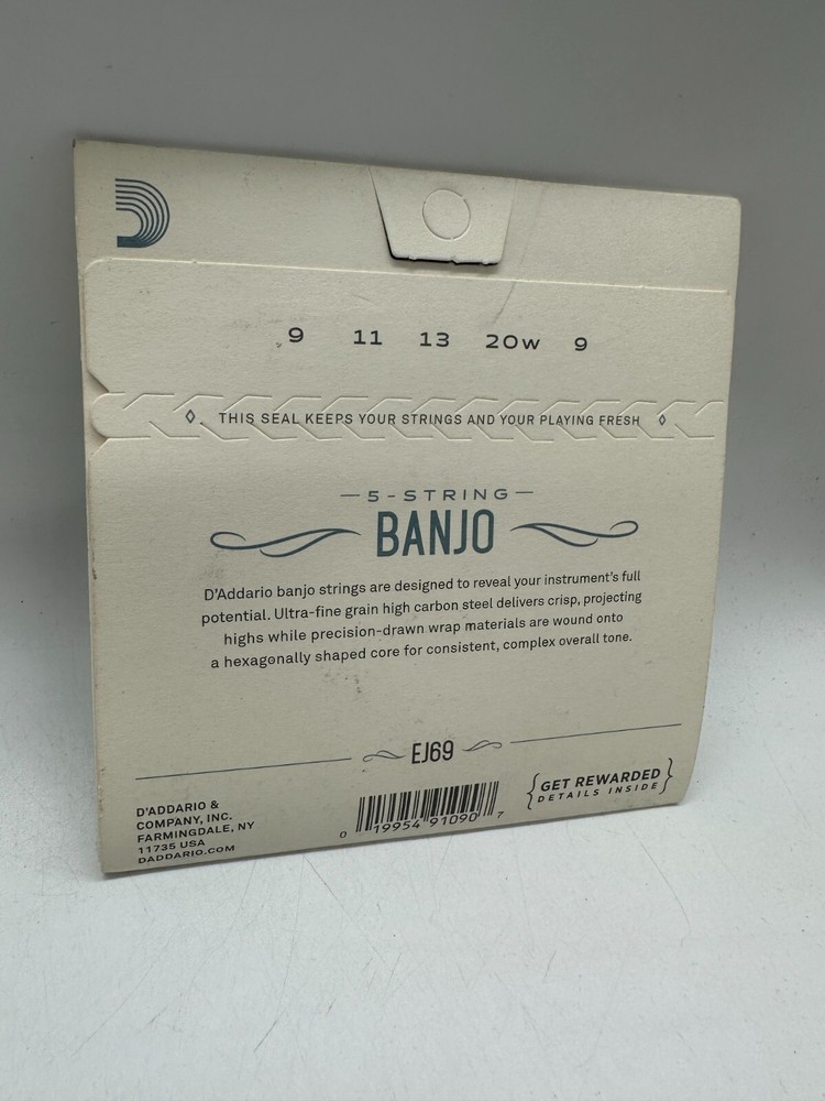 D'Addario Phosphor Bronze Light Loop End Banjo Strings 9/11/13/20/9 EJ69