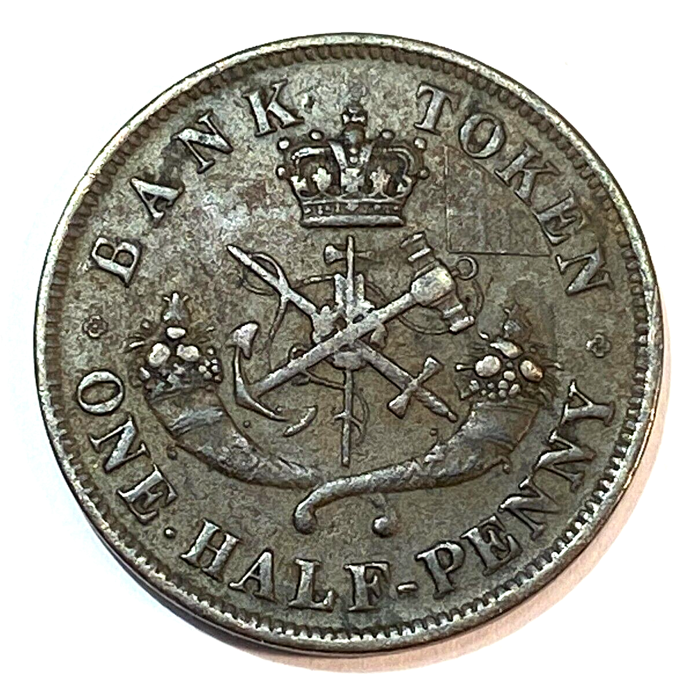 1854 Upper Canada Halfpenny Token Original XF Tn-2 CHN