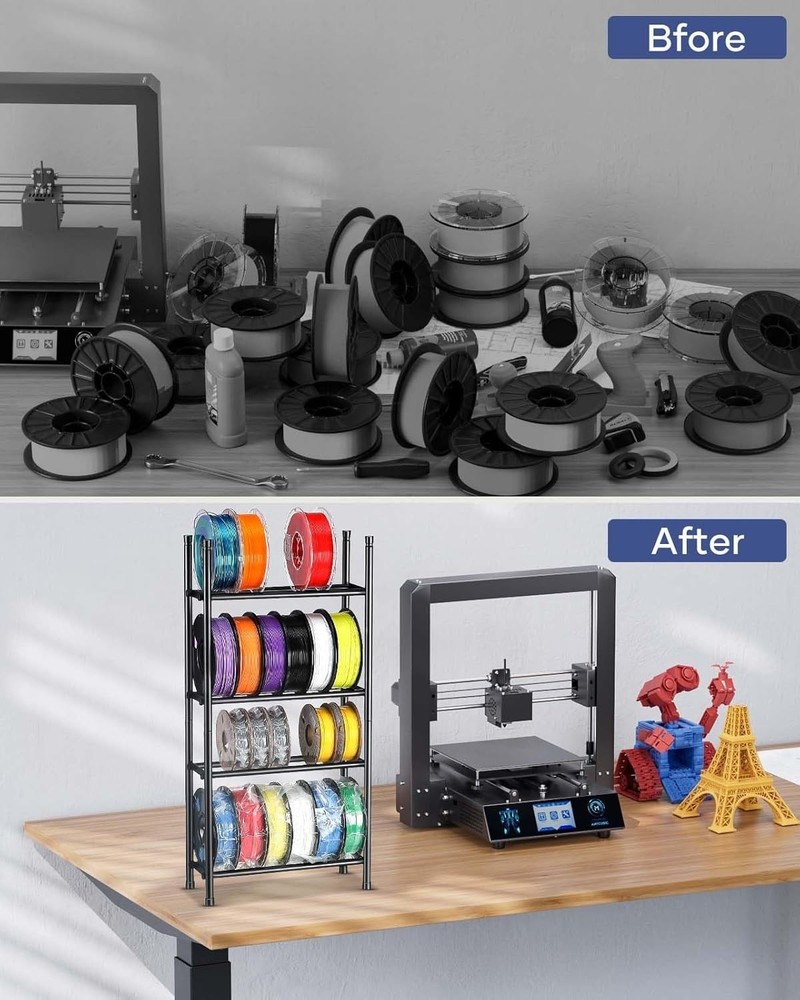 Desktop 3D Printer Filament Storage Rack - Tabletop 2-Tier Stackable Organize...