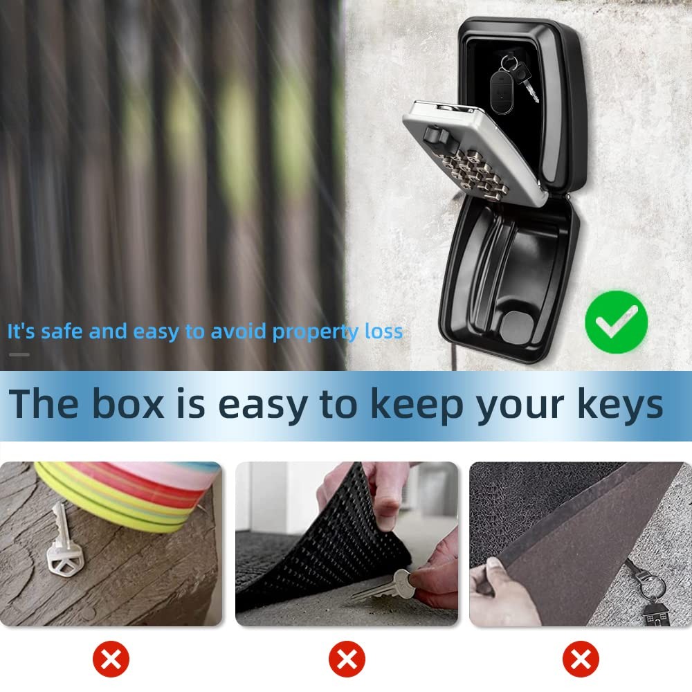 -G14 4 Digit Combination Storage Wall Mount House Key Lock Box,Push Button Lo...