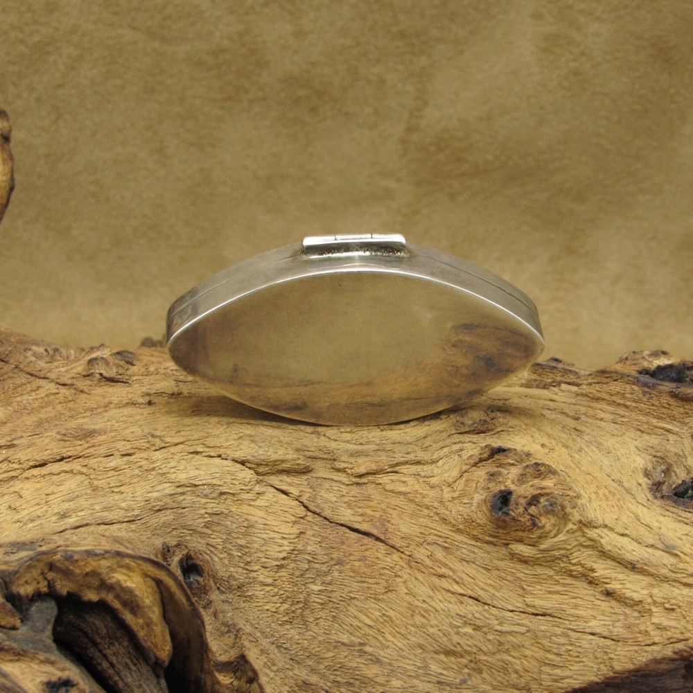 Intricate Sterling Silver Pillbox with Lapis Accent