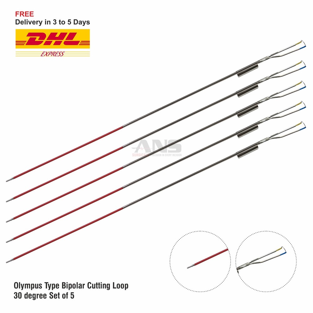ANS Olympus Type Bipolar Cutting Loop 30 degree Set of 5
