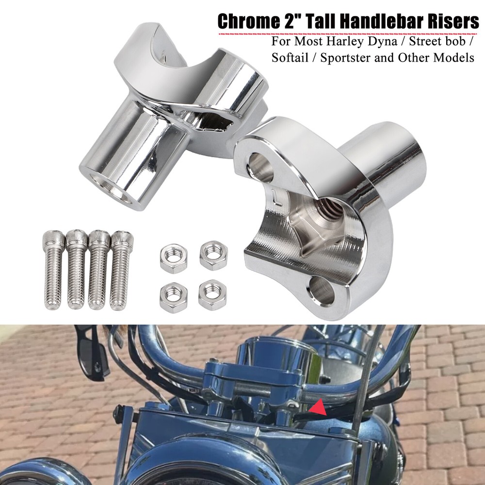 Chrome 2" Handlebar Risers Bottom Fit For Harley Softail Low Rider Night Train