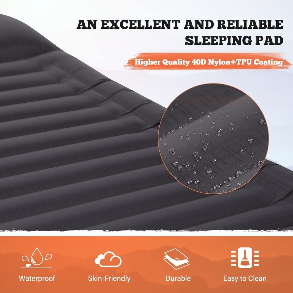 Double Sleeping Pad for Camping Extra Thick 6" Camping Mattress 2 Per...