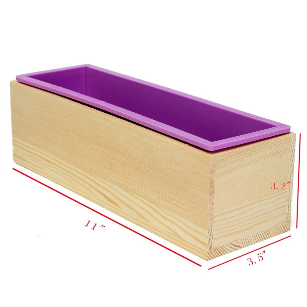 Flexible Rectangular Soap Silicone Mold with Wood Box DIY Tool for Soa...