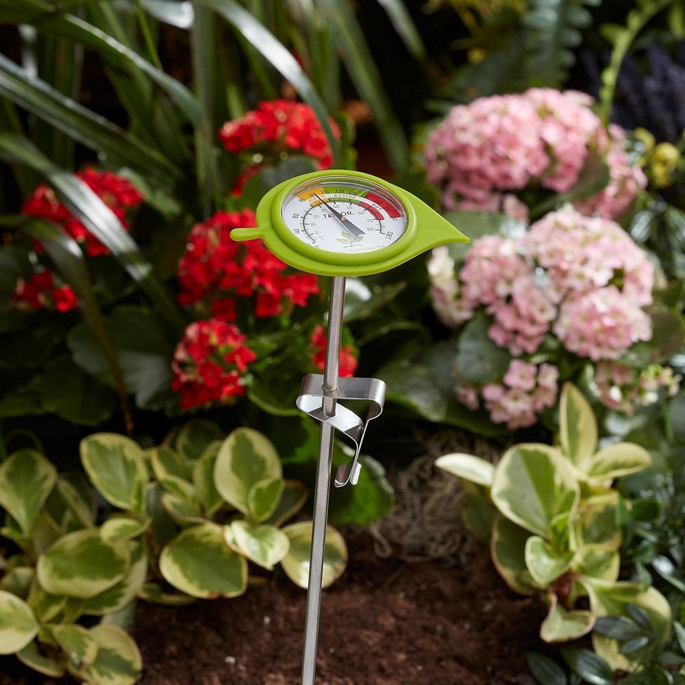 Compost Thermometer with Decorative Leaf Guard for Composting Bins, Outdoor Gard