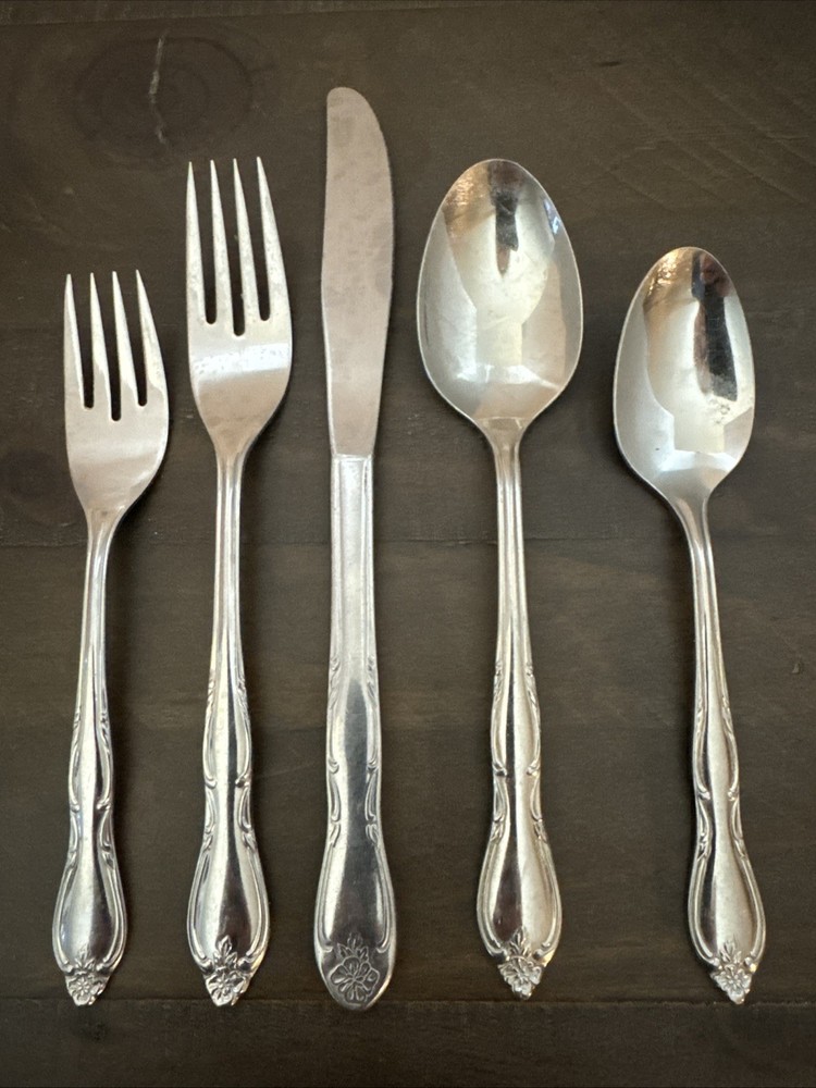 Wm Rogers Deluxe 5 Pc Place Setting Stainless Silverware Oneida Montclair