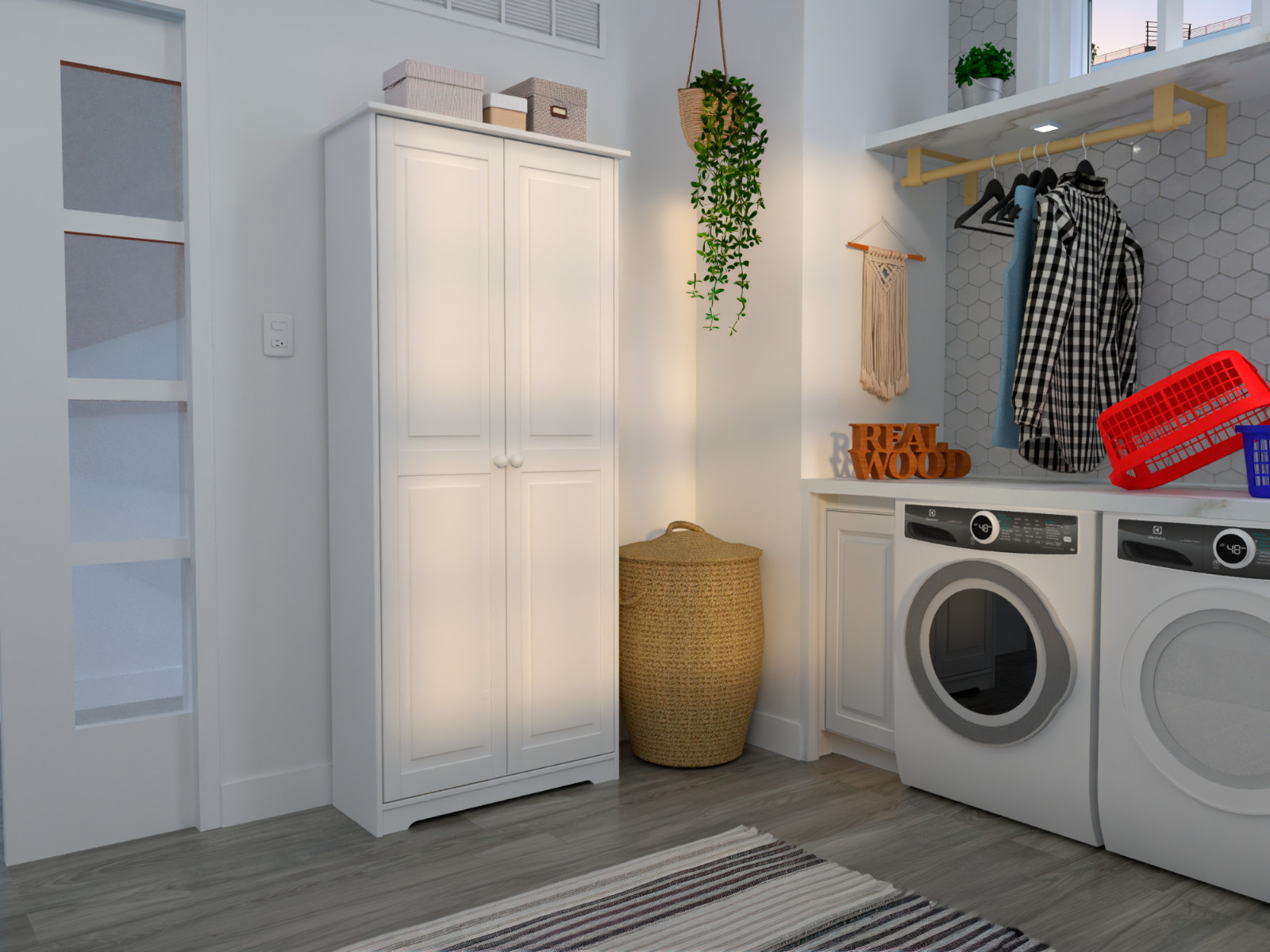 Cabinet Pantry 2 Doors Solid Wood White- by From the Tree Furniture