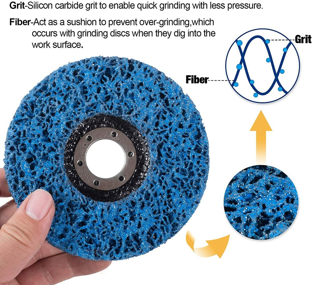 5PCS 4-1/2" x7/8" Blue Poly Strip Clean Disc Paint Stripping Rust Removal Wheels