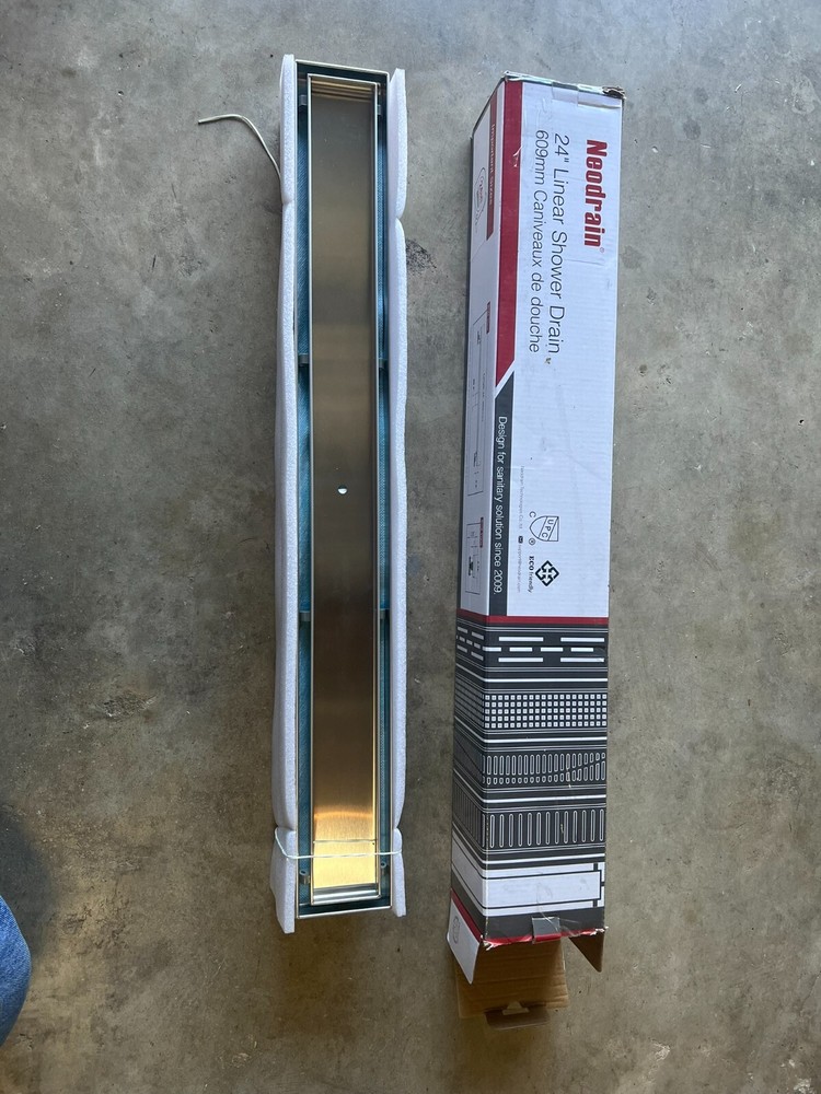 Neodrain 24-Inch Offset Linear Shower Drain with Tile insert Grate Cover